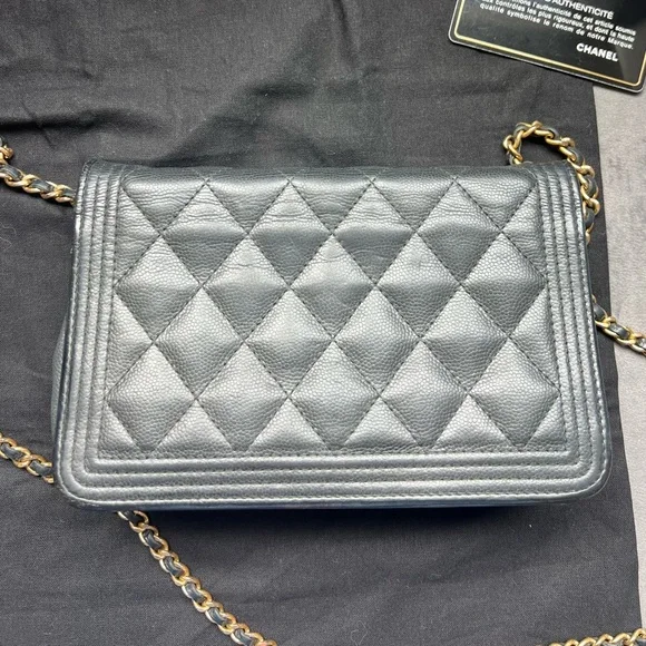 Chanel Caviar Quilted Boy Wallet On Chain WOC Black - Picture 5 of 17